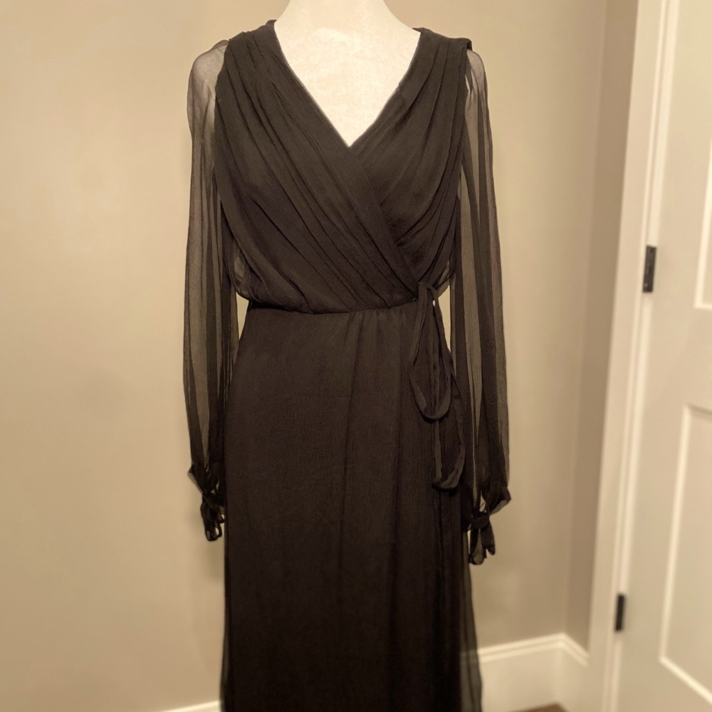 Black silk wrap dress Calypso XS